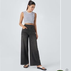 Halara Flex™ High Waisted Pockets Baggy Wide Leg Washed Casual Jeans